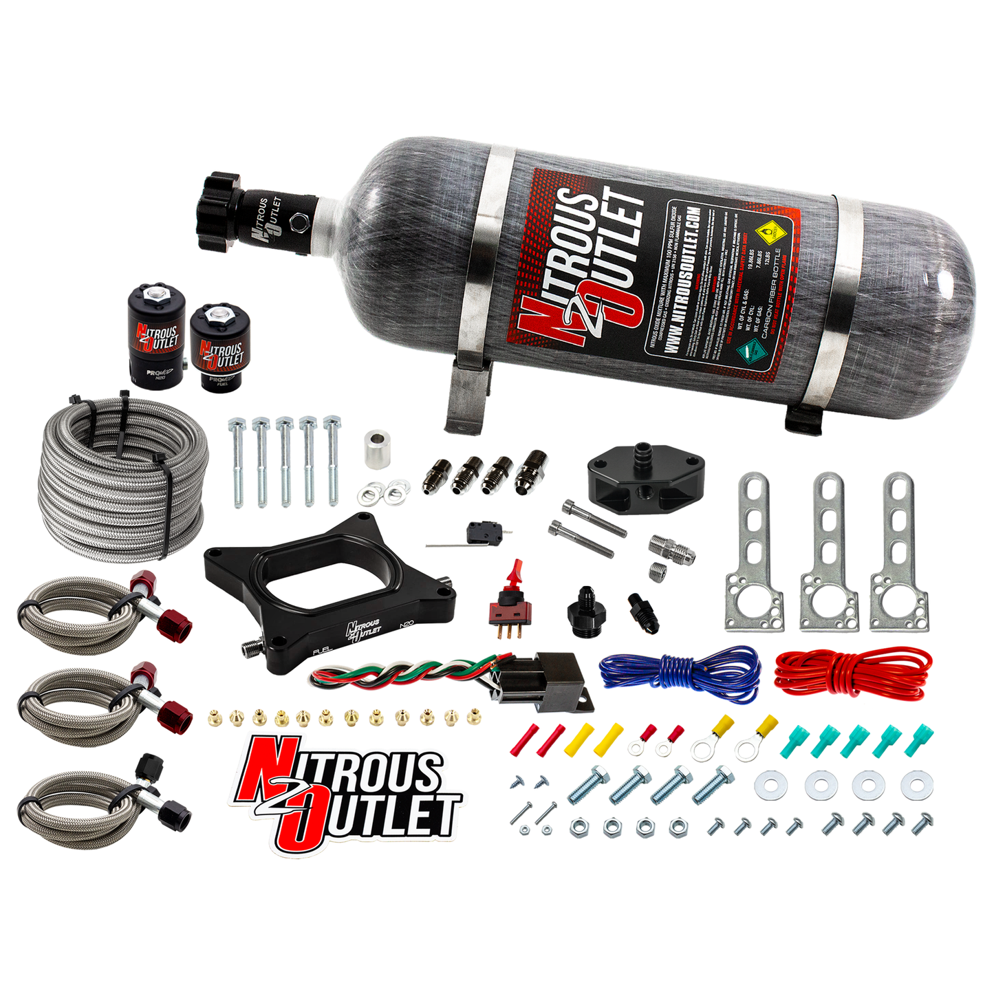 Nitrous Outlet Ford 1996-2004 4.6L 2V Mustang Plate System - Gas/E85 (5-55psi)(50-200HP)(12lb Bottle)