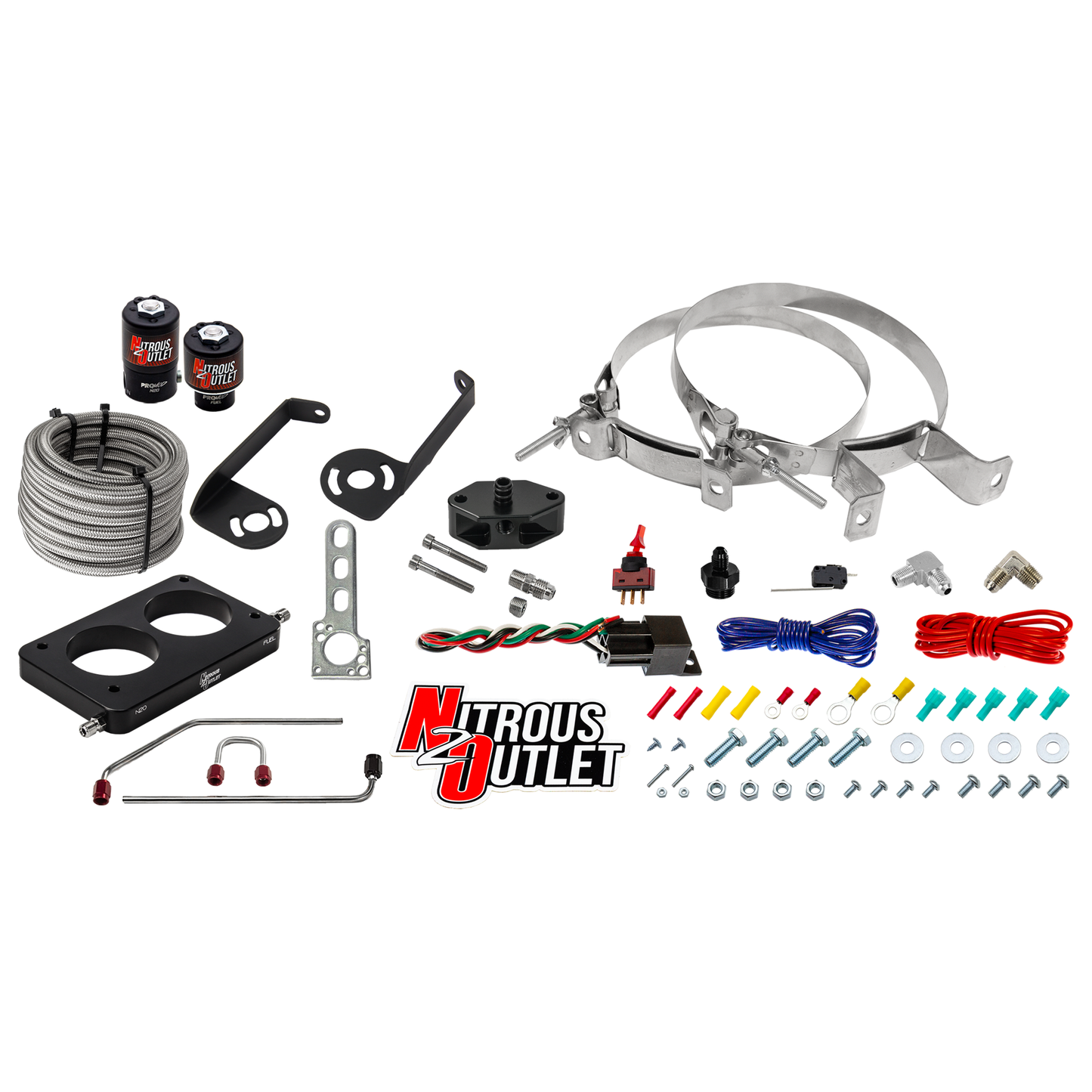 Nitrous Outlet Ford 2005-2010 4.6L 3V Mustang Hard-line Plate System - Gas/E85 (5-55psi)(50-200HP)(No Bottle)