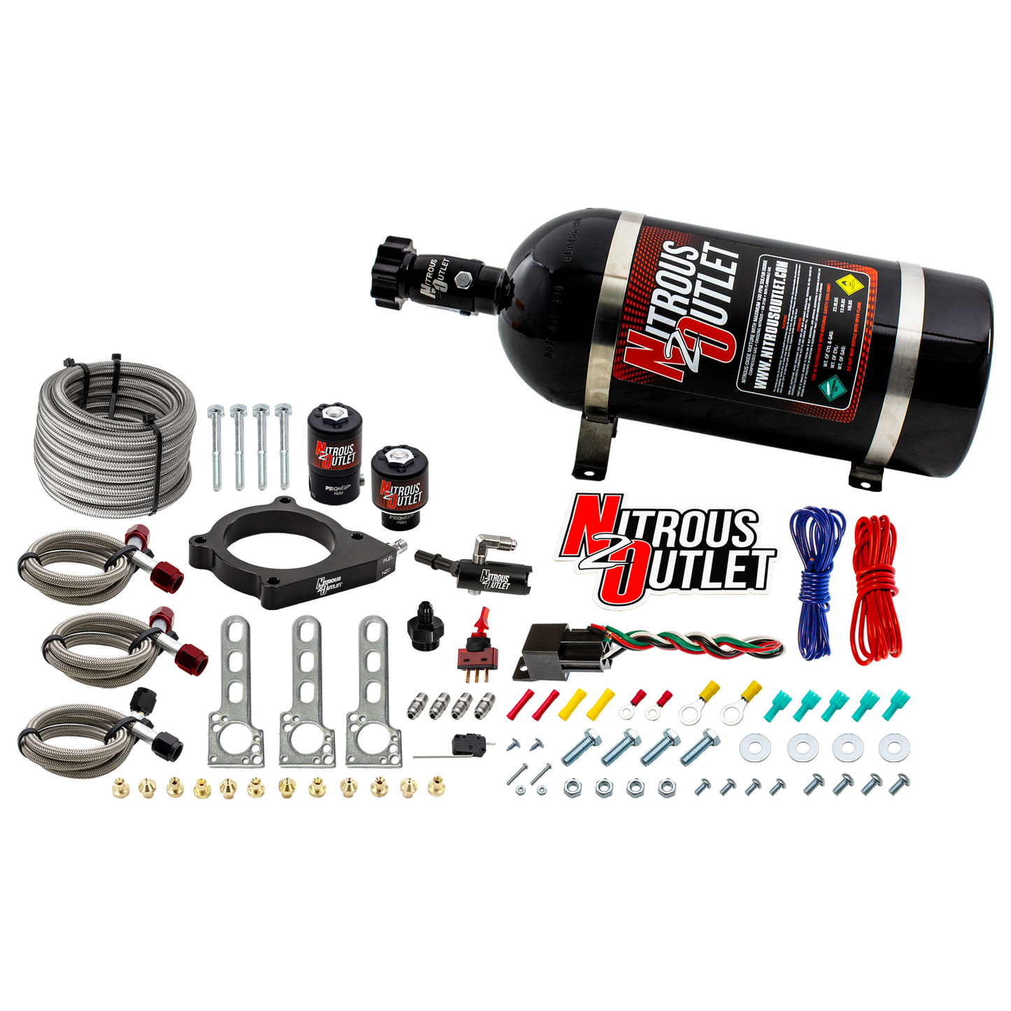 Nitrous Outlet Ford 2011-2017 5.0 Mustang/5.0 F-150 Plate System - Gas/E85 (5-55psi)(50-200HP)(10lb Bottle)