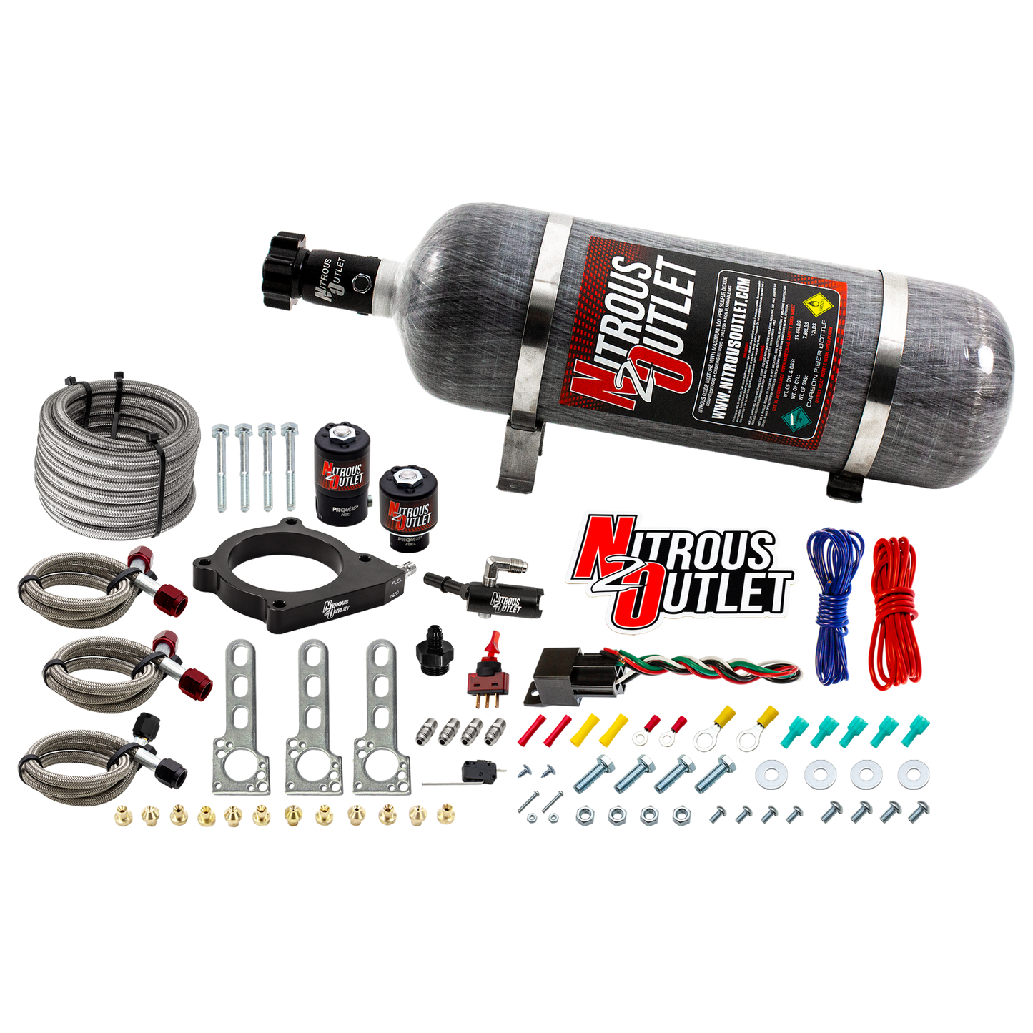 Nitrous Outlet Ford 2011-2017 5.0 Mustang/5.0 F-150 Plate System - Gas/E85 (5-55psi)(50-200HP)(12lb Bottle)