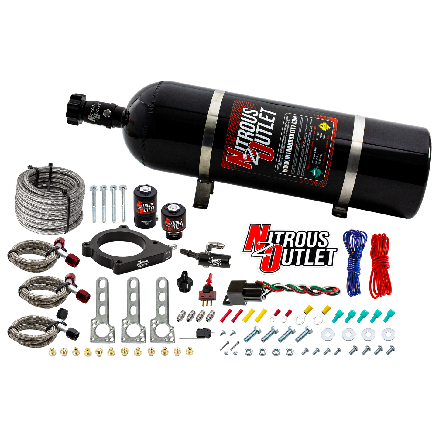 Nitrous Outlet Ford 2011-2017 5.0 Mustang/5.0 F-150 Plate System - Gas/E85 (5-55psi)(50-200HP)(15lb Bottle)