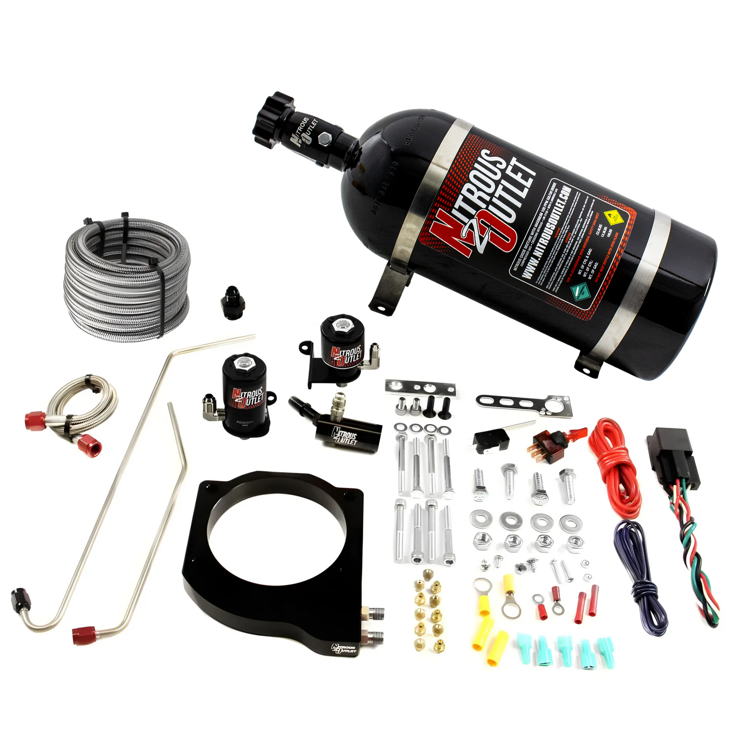 Nitrous Outlet GM MSD Atomic Airforce Intake 2016-2019 Camaro LT1 Hard-line Plate System - Gas/E85 (5-55psi)(50-200HP)(10lb Bottle)