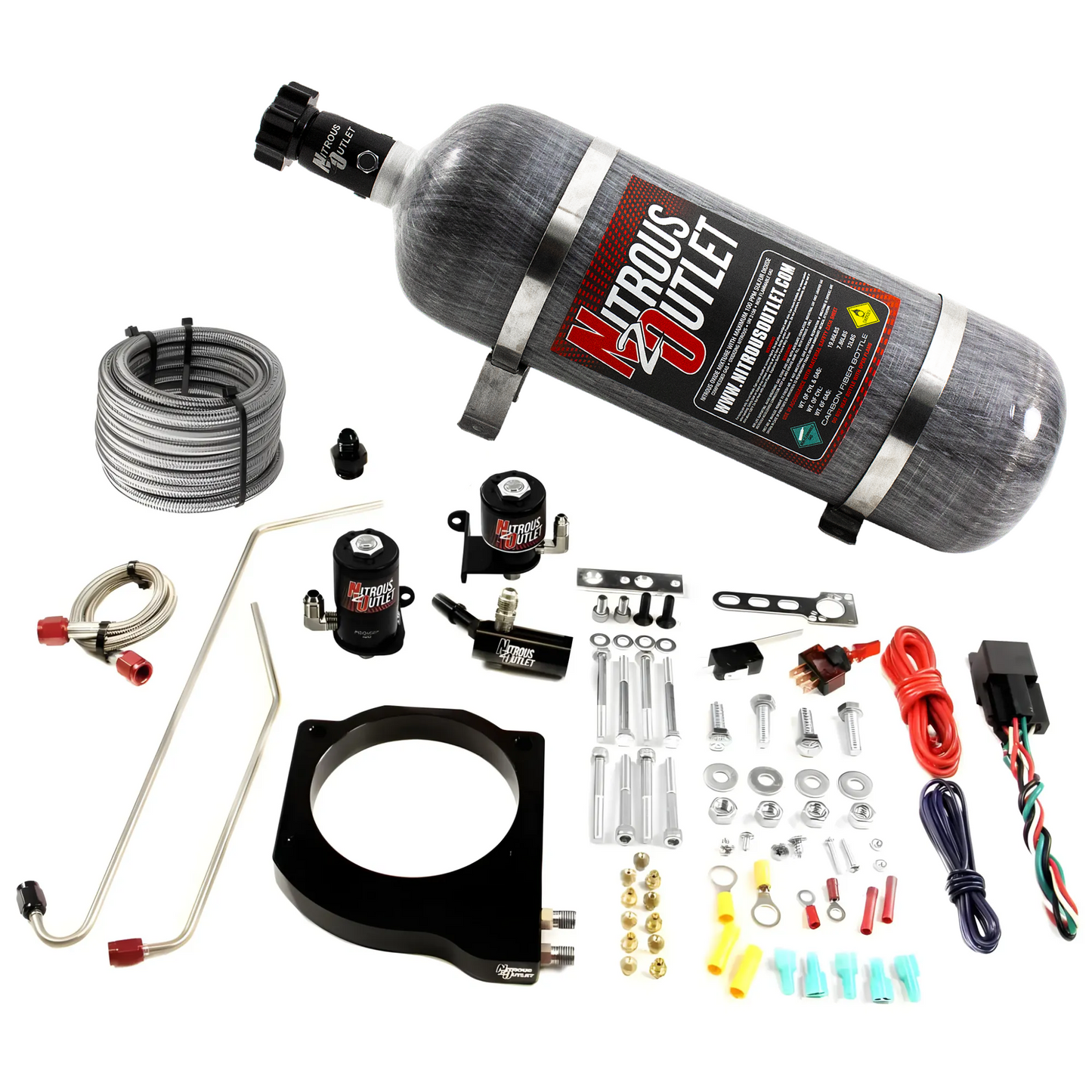 Nitrous Outlet GM MSD Atomic Airforce Intake 2016-2019 Camaro LT1 Hard-line Plate System - Gas/E85 (5-55psi)(50-200HP)(12lb Bottle)