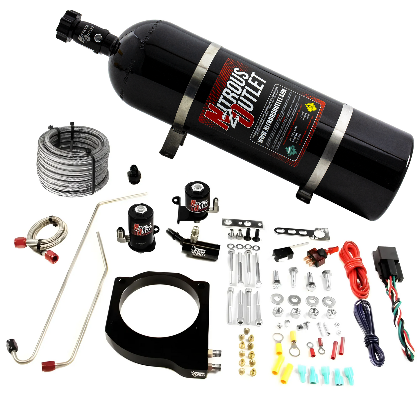 Nitrous Outlet GM MSD Atomic Airforce Intake 2016-2019 Camaro LT1 Hard-line Plate System - Gas/E85 (5-55psi)(50-200HP)(15lb Bottle)