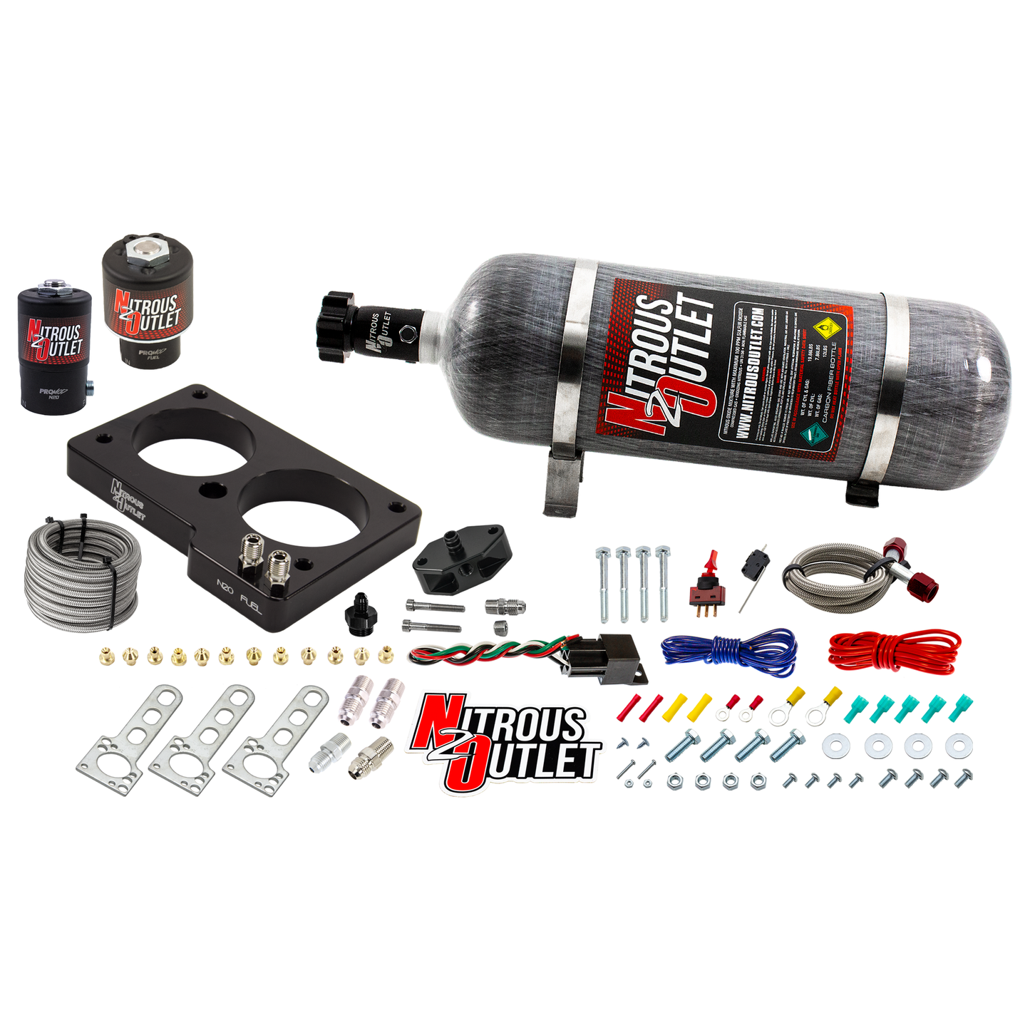 Nitrous Outlet Ford 1999-2001 Cobra, 2003-2004 Mach 1 4.6L 4V Plate System - Gas/E85 (5-55psi)(50-200HP)(12lb Bottle)