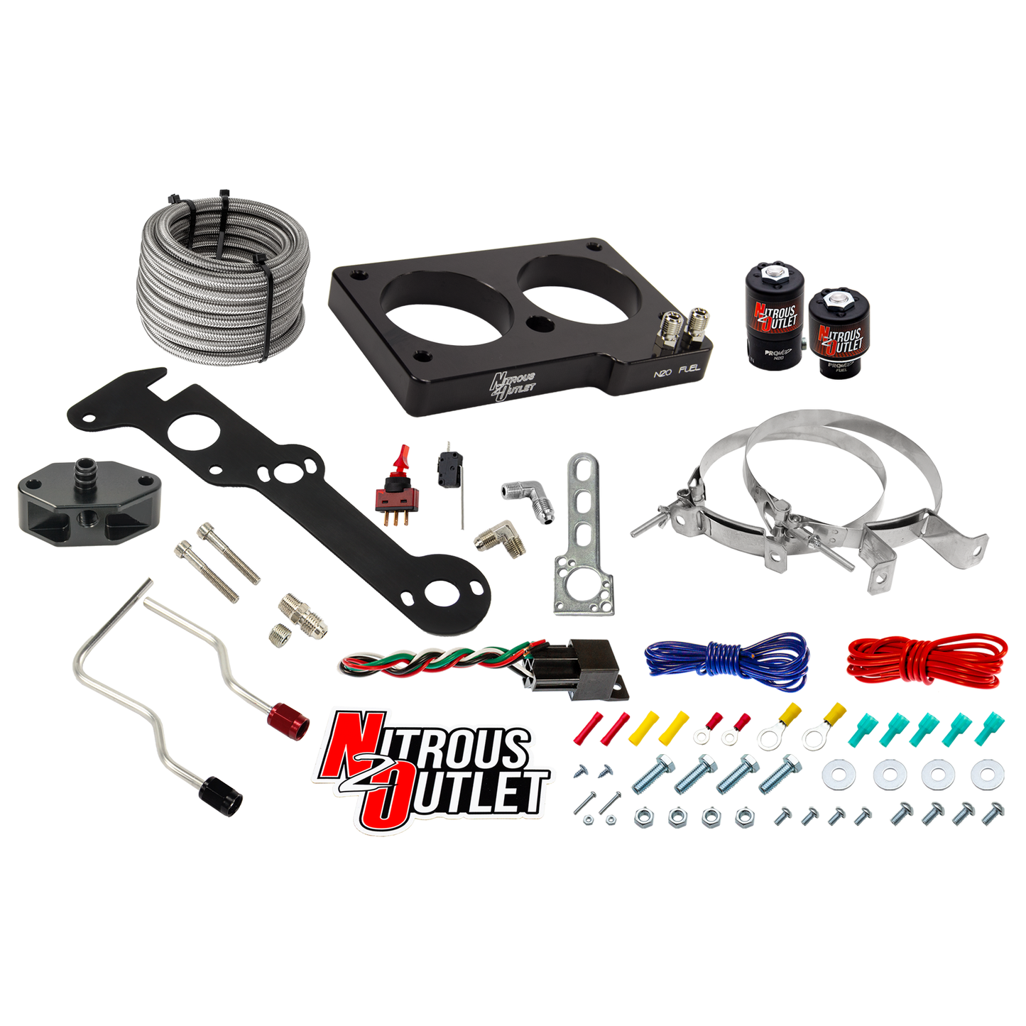 Nitrous Outlet Ford 1999-2001 Cobra, 2003-2004 Mach 1 4.6L 4V Hard-line Plate System - Gas/E85 (5-55psi)(50-200HP)(No Bottle)