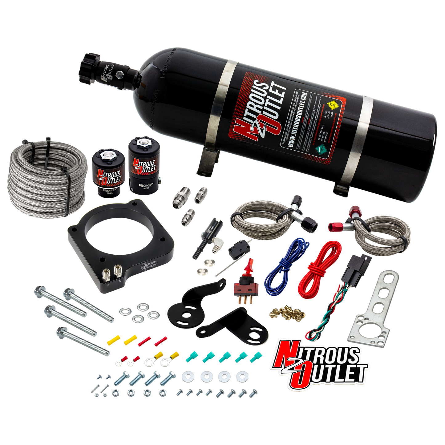 Nitrous Outlet Dodge 2015-2023 6.2L Hemi Hellcat /Challenger/Charger/Red Eye/Demon/2018-2021Track Hawk Plate System - Gas/E85 (5-55psi)(50-200HP)(15lb Bottle)
