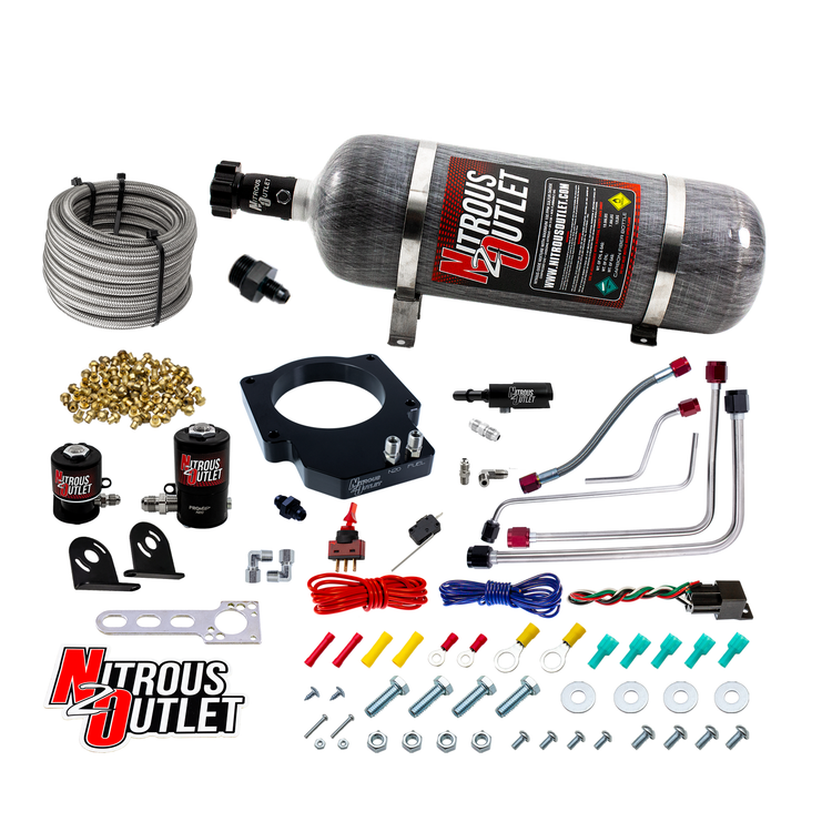 Nitrous Outlet Cadillac 2016-2019 CTS-V3 LT4 Throttle Body Hard-line Plate System - Gas/E85 (5-55psi)(50-200HP)(12lb Bottle)