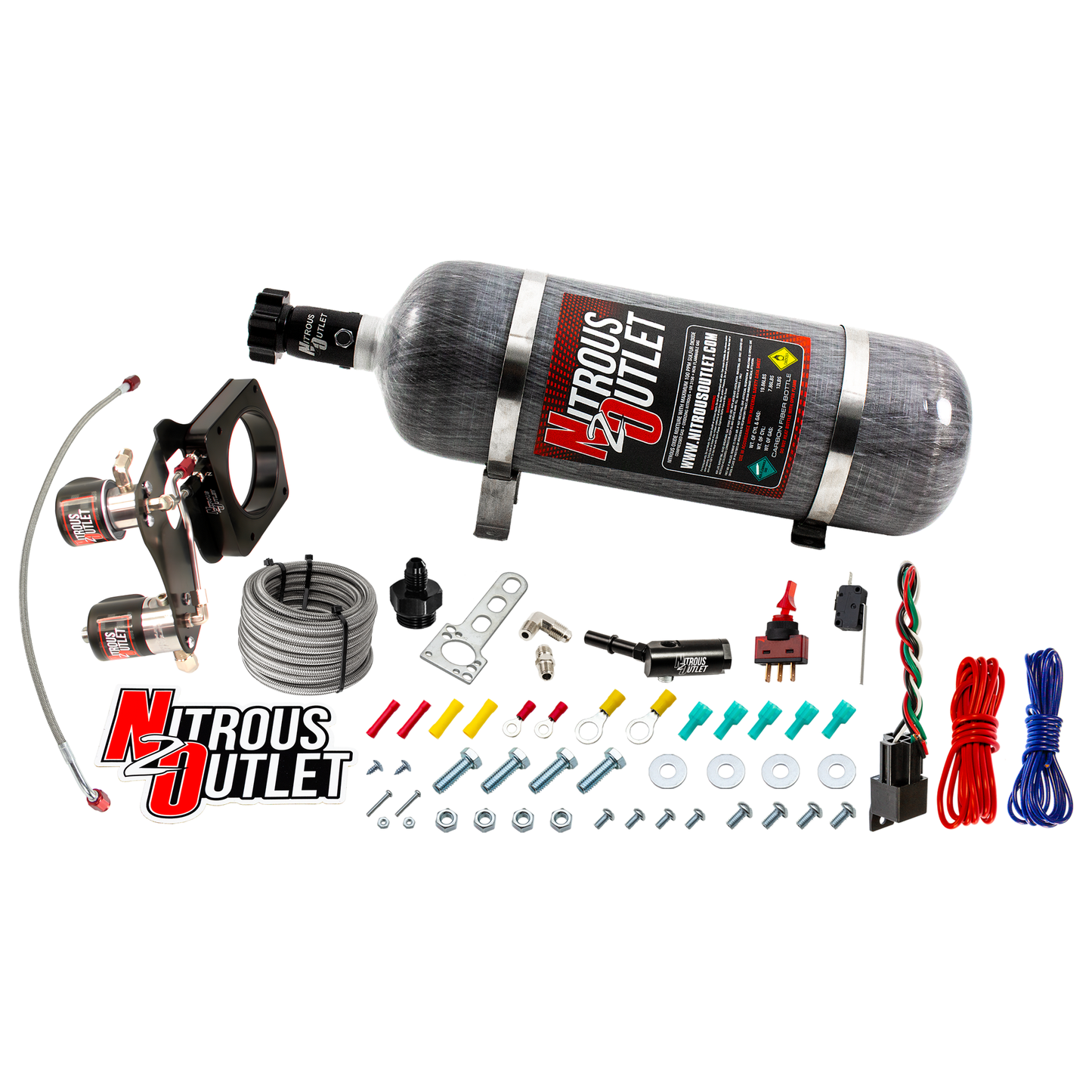 Nitrous Outlet GM 2014-2019 5.3L/L83 Truck 83mm Hard-line Plate System - Gas/E85 (5-55psi)(50-200HP)(12lb Bottle)