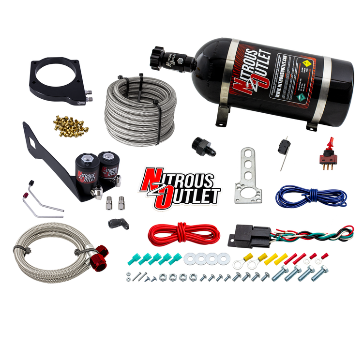 Nitrous Outlet GM 1999-2002 FAST 102mm Truck Intake Hard-line Plate System - Gas/E85 (5-55psi)(Stock Fuel Rails)(50-200HP)(10lb Bottle)