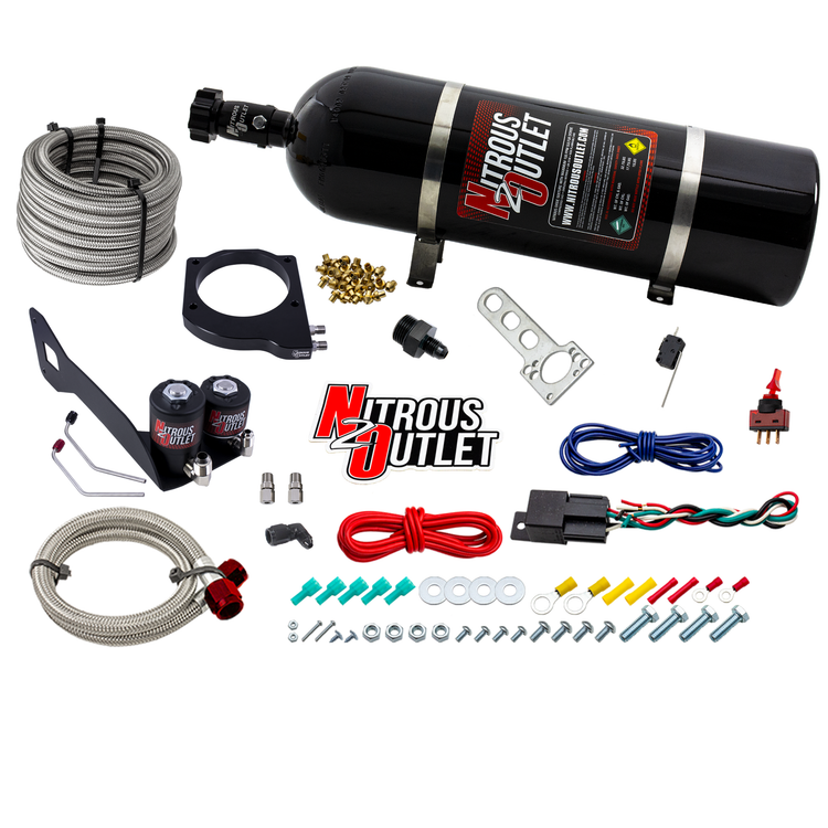 Nitrous Outlet GM 1999-2002 FAST 102mm Truck Intake Hard-line Plate System - Gas/E85 (5-55psi)(Stock Fuel Rails)(50-200HP)(15lb Bottle)