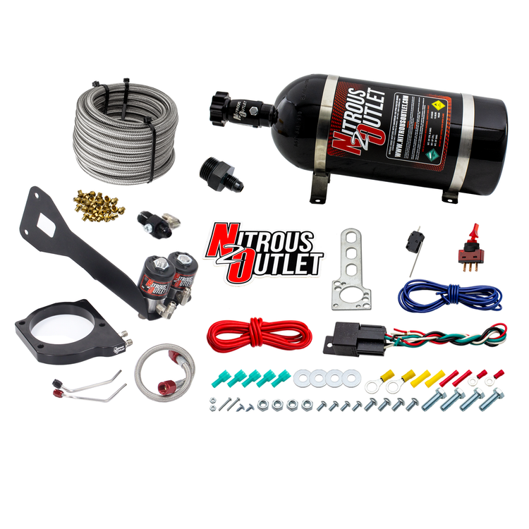 Nitrous Outlet GM 1999-2002 FAST 102mm Truck Intake Hard-line Plate System - Gas/E85 (5-55psi)(Aftermarket Fuel Rails)(50-200HP)(10lb Bottle)
