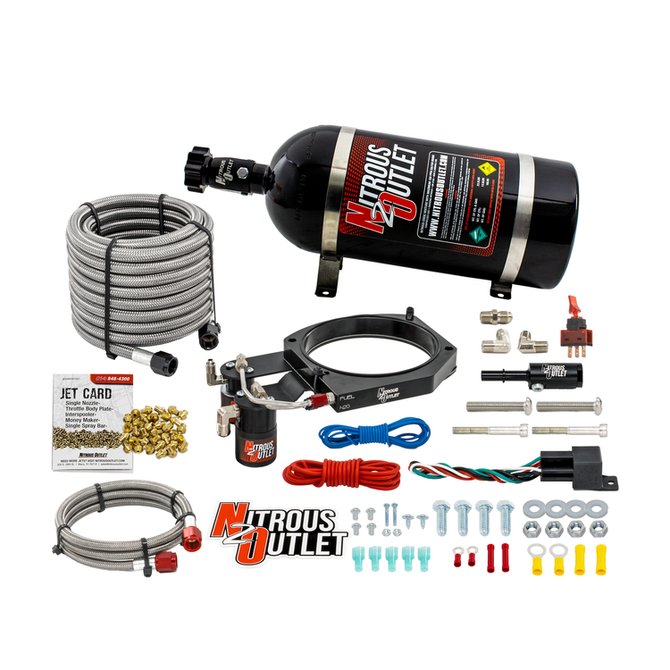 Nitrous Outlet Dodge Hemi, Whipple 3.8L Supercharger, 130mm Throttle Body Plate System - Gas/E85 (5-55psi)(50-200HP)(10lb Bottle)