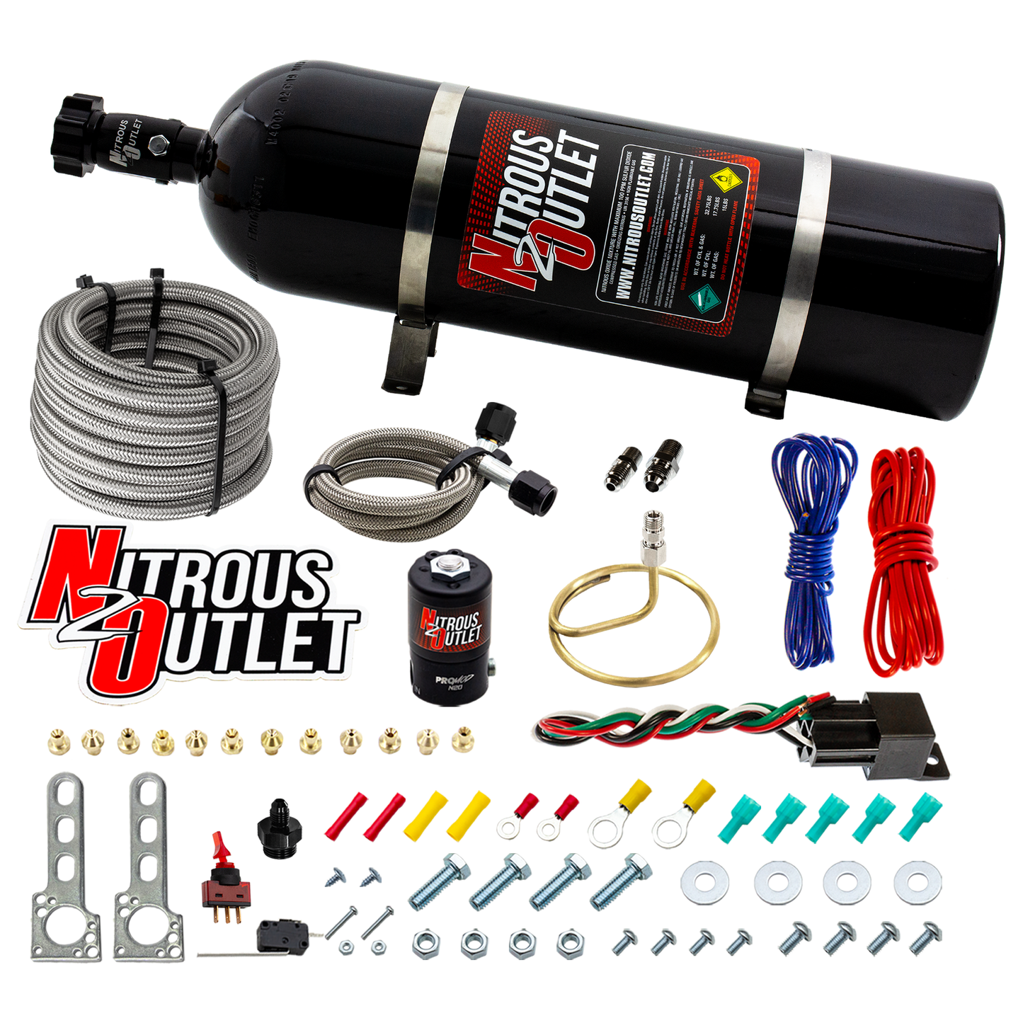 Nitrous Outlet Universal EFI Dry Small Distribution Ring System (35-200HP)(15lb Bottle)
