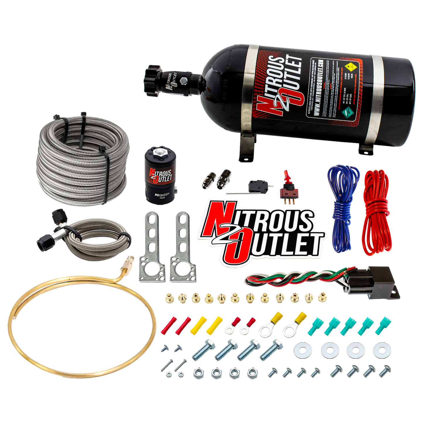 Nitrous Outlet Universal EFI Dry Large Distribution Ring System (35-200HP)(10lb Bottle)