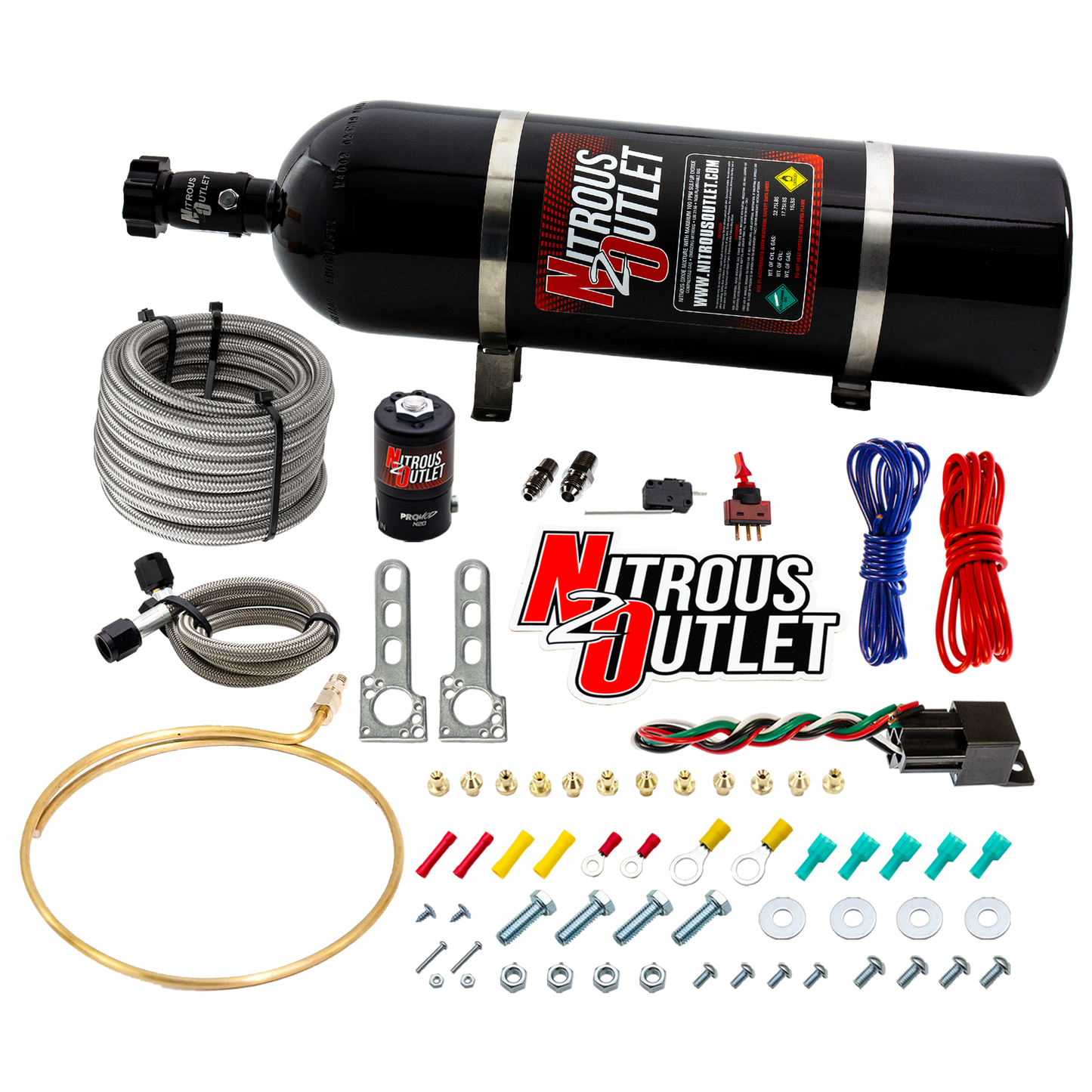 Nitrous Outlet Universal EFI Dry Large Distribution Ring System (35-200HP)(15lb Bottle)