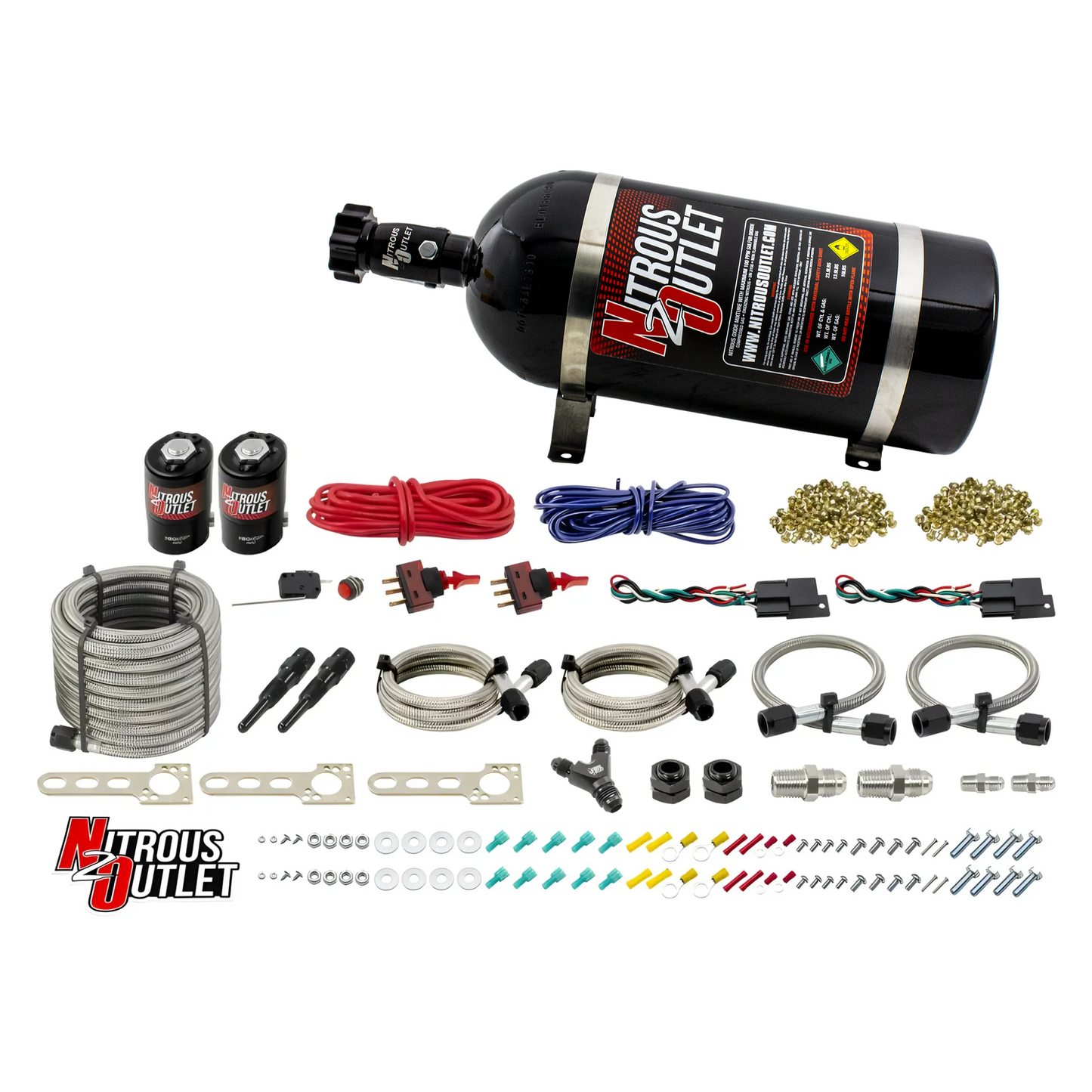 Nitrous Outlet Universal EFI Dual Stage Dry Single Nozzle System (35-200HP)(10lb Bottle)