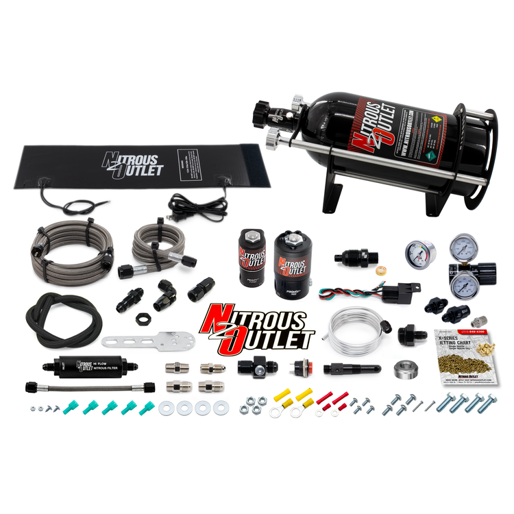 Nitrous Outlet Level 2 Dry Single Nozzle Boost-N-Juice System Package (35-300 HP)(Horizontal Mount)(10lb Bottle)