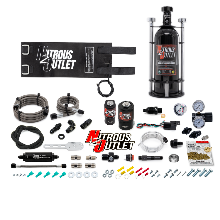 Nitrous Outlet Level 2 Dry Single Nozzle Boost-N-Juice System Package (35-300 HP)(Vertical Mount)(5lb Bottle)