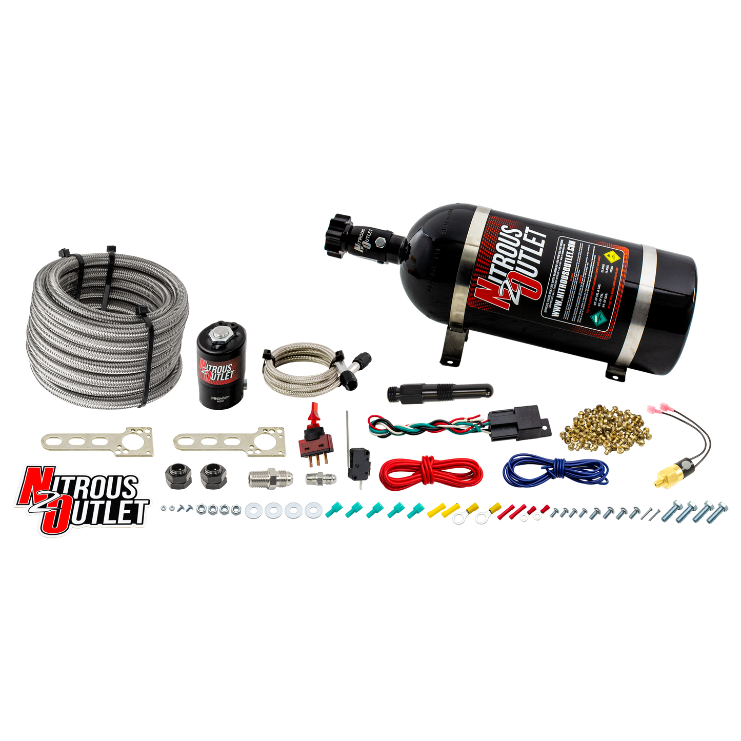 Nitrous Outlet Universal Diesel Dry Single Nozzle System (35-200HP)(10lb Bottle)