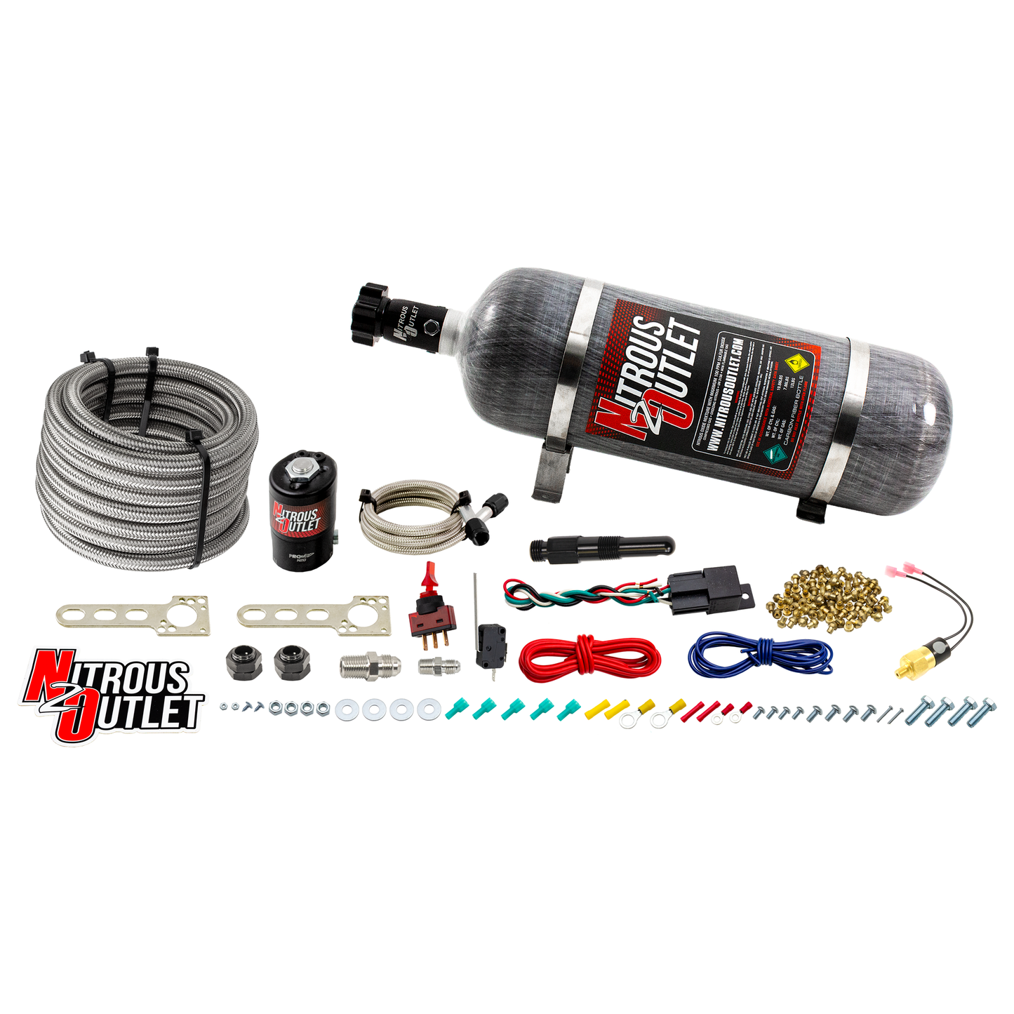 Nitrous Outlet Universal Diesel Dry Single Nozzle System (35-200HP)(12lb Bottle)