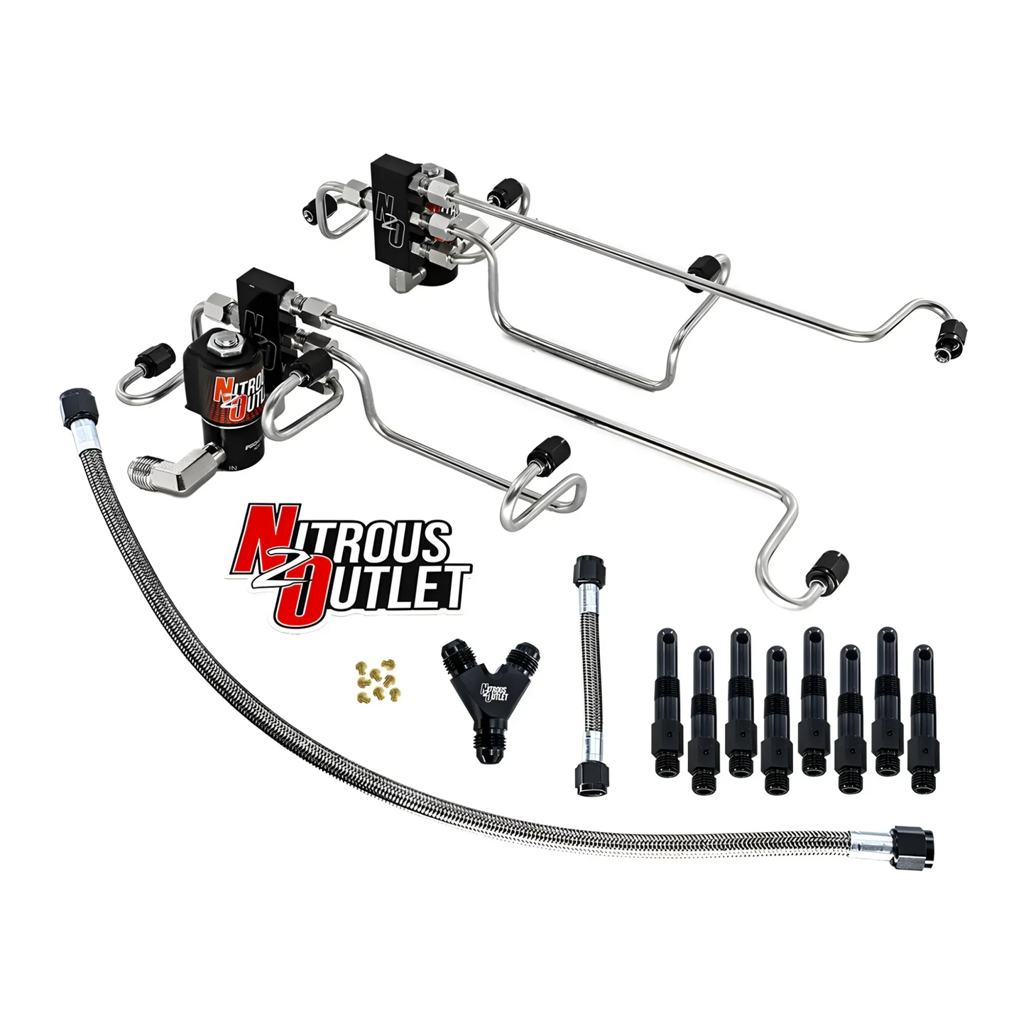 Nitrous Outlet 8 Cylinder Solenoid Forward Direct Port Conversion Kit - Kong Gen3 LSA/LS9 Billet Supercharger Lid (Includes 200HP Jetting)