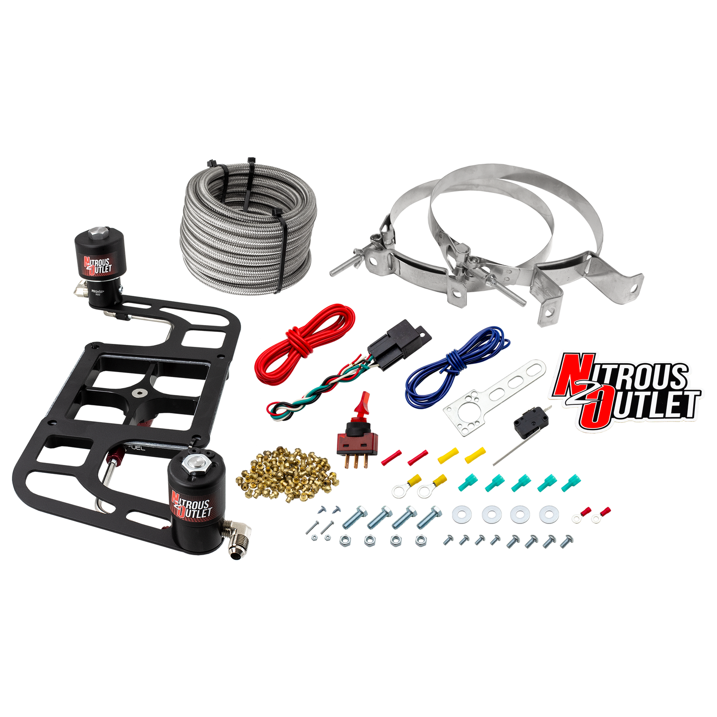 Nitrous Outlet 4500 Stinger 2 Race System - Hard-line/.178 Trashcan Nitrous Solenoid/.310 Fuel Solenoid/Boomerang Solenoid Bracket - (Gas/E85)(5-55 psi)(50-600 HP)(No Bottle)
