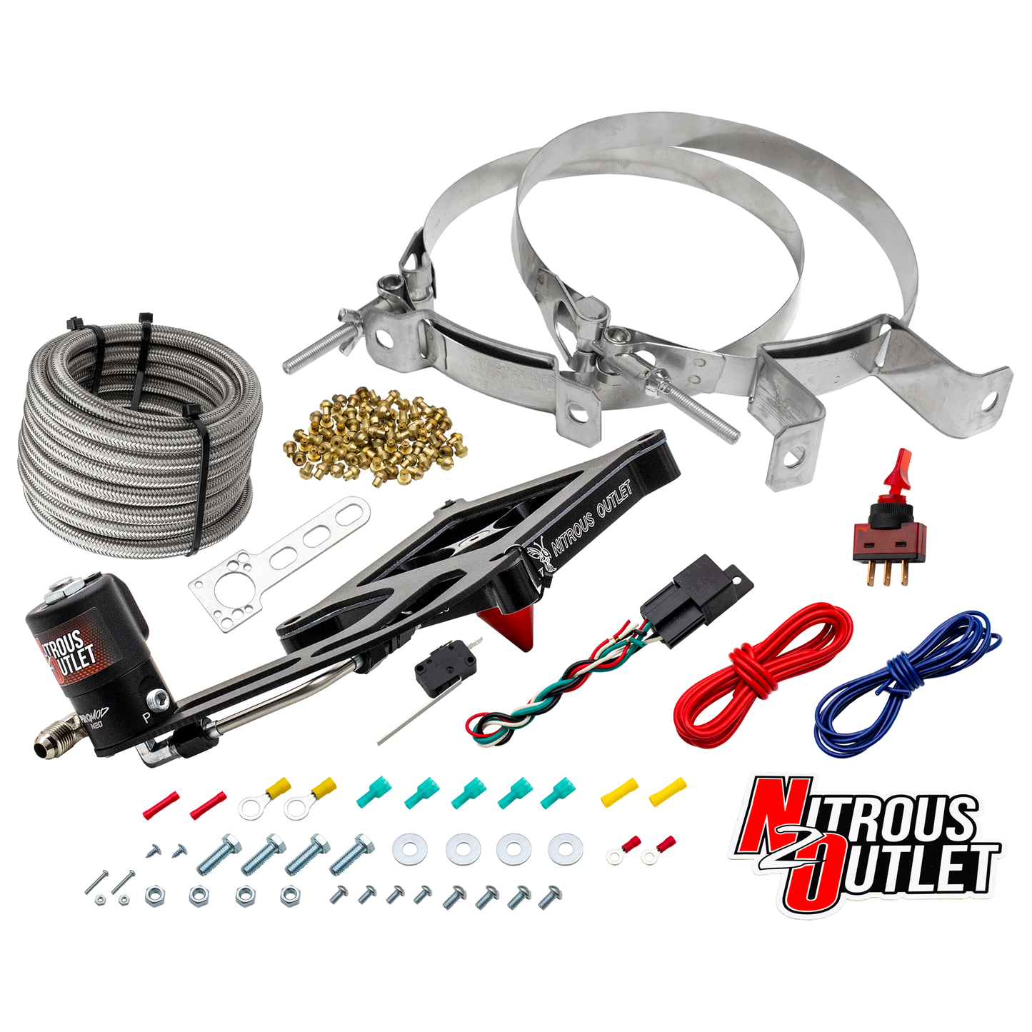 Nitrous Outlet 4150 Stinger 2 Dry System - Hard-line/.122 Nitrous Solenoid/Boomerang Solenoid Bracket - (50-500 HP)(No Bottle)