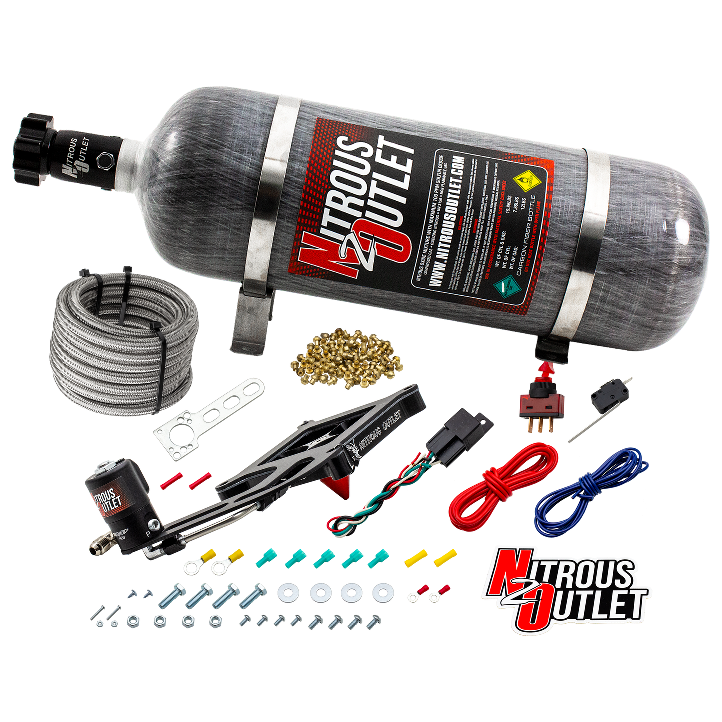 Nitrous Outlet 4150 Stinger 2 Dry System - Hard-line/.122 Nitrous Solenoid/Boomerang Solenoid Bracket - (50-500 HP)(12lb Bottle)