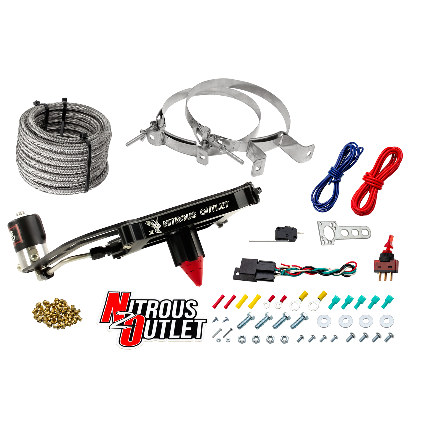 Nitrous Outlet 4150 Stinger 3 Dry System - Hard-line/.122 Nitrous Solenoid/Boomerang Solenoid Bracket - (50-500 HP)(No Bottle)