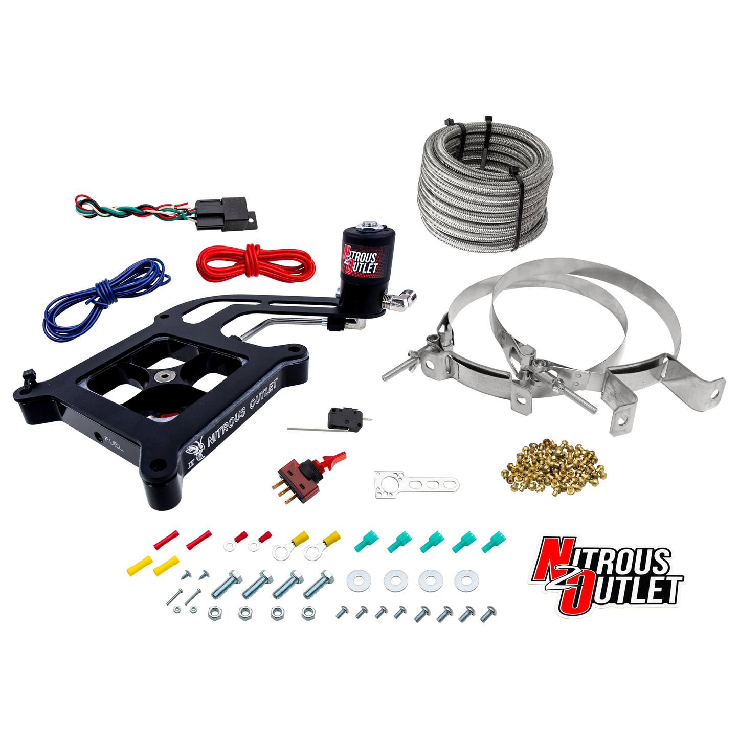 Nitrous Outlet 4150 Stinger 4 Dry System - Hard-line/.122 Nitrous Solenoid/Boomerang Solenoid Bracket - (50-500 HP)(No Bottle)
