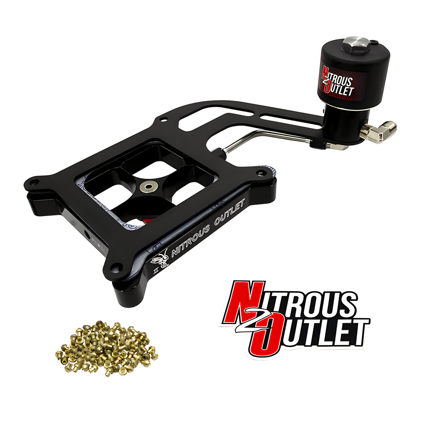 Nitrous Outlet 4150 Stinger 2 Dry Race Solenoid Forward Conversion Kit - Hard-line/.178 Trashcan Nitrous Solenoid/Boomerang Solenoid Bracket - (50-600 HP)