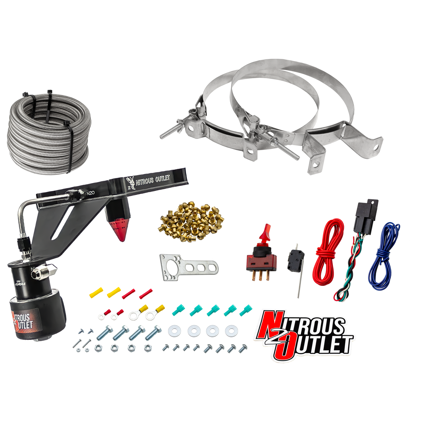 Nitrous Outlet 4150 Stinger 3 Dry Race System - Hard-line/.178 Trashcan Solenoid Nitrous Solenoid/Deep Break Solenoid Bracket/Solenoids Mount Upside Down - (50-600 HP)(No Bottle)