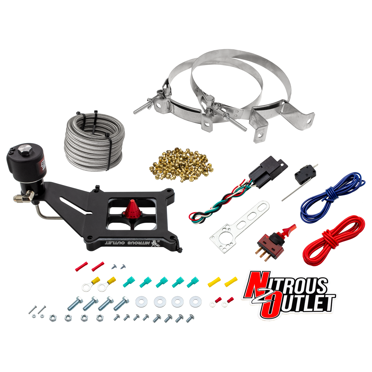 Nitrous Outlet 4150 Stinger 2 Dry Race System - Hard-line/.178 Trashcan Solenoid Nitrous Solenoid/Deep Break Solenoid Bracket/Solenoids Mount Upside Down - (50-600 HP)(No Bottle)