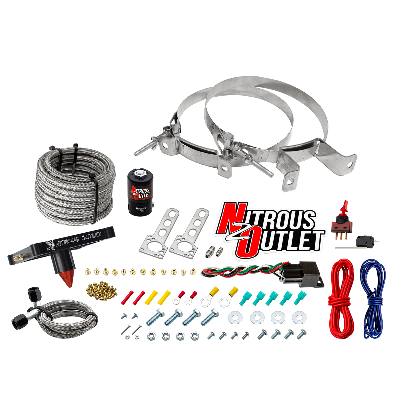 Nitrous Outlet 4500 Stinger 3 Dry System - Braided Hoses/.122 Nitrous Solenoid/Universal Solenoid Bracket - (50-500 HP)(No Bottle)