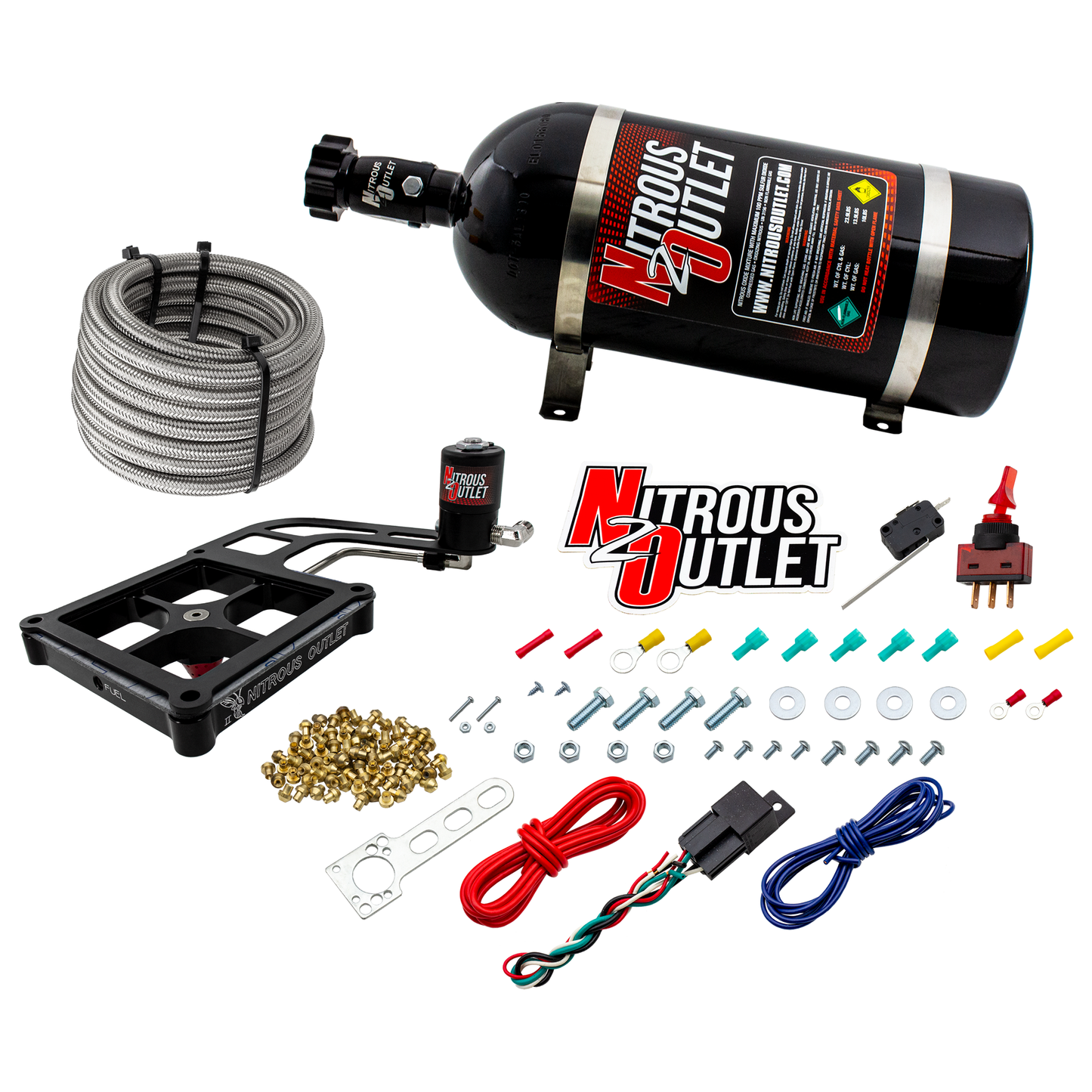 Nitrous Outlet 4500 Stinger 2 Dry System - Hard-line/.122 Nitrous Solenoid/Boomerang Solenoid Bracket - (50-500 HP)(10lb Bottle)
