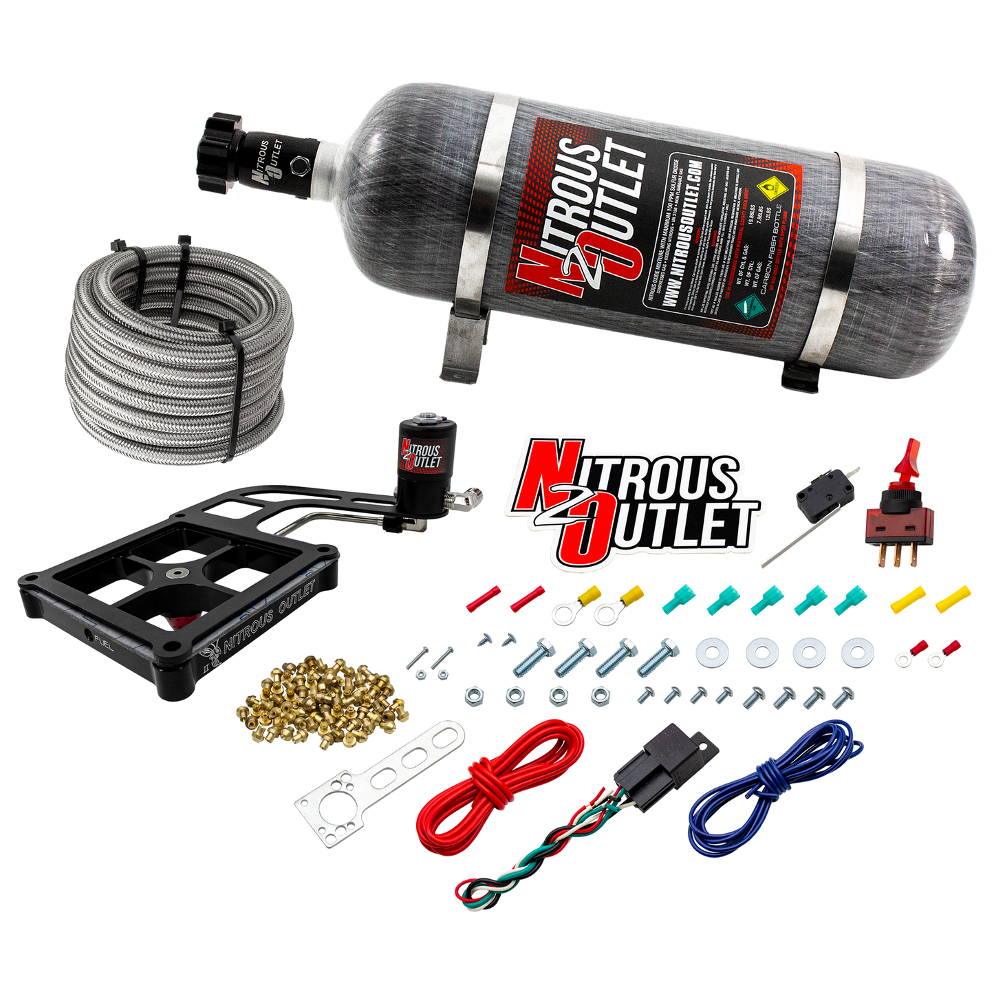 Nitrous Outlet 4500 Stinger 2 Dry System - Hard-line/.122 Nitrous Solenoid/Boomerang Solenoid Bracket - (50-500 HP)(12lb Bottle)