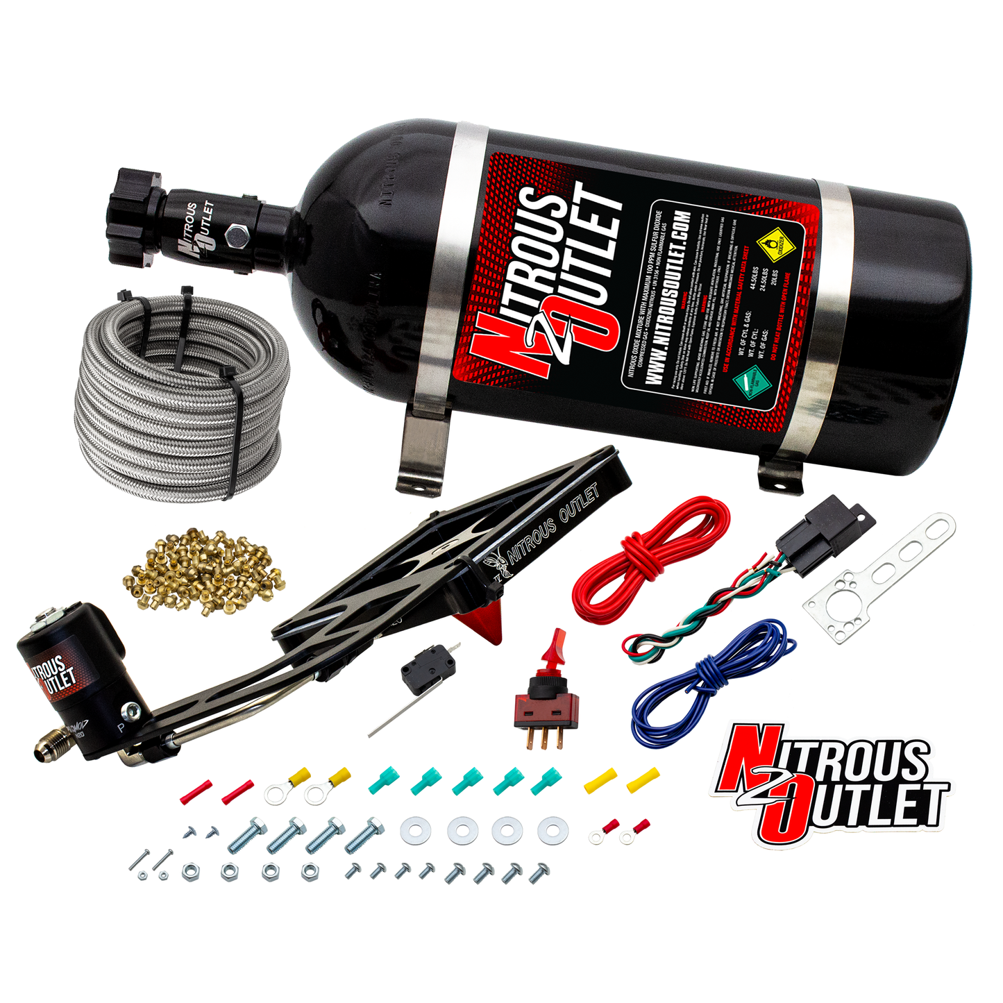 Nitrous Outlet 4500 Stinger 4 Dry System - Hard-line/.122 Nitrous Solenoid/Boomerang Solenoid Bracket - (50-500 HP)(10lb Bottle)