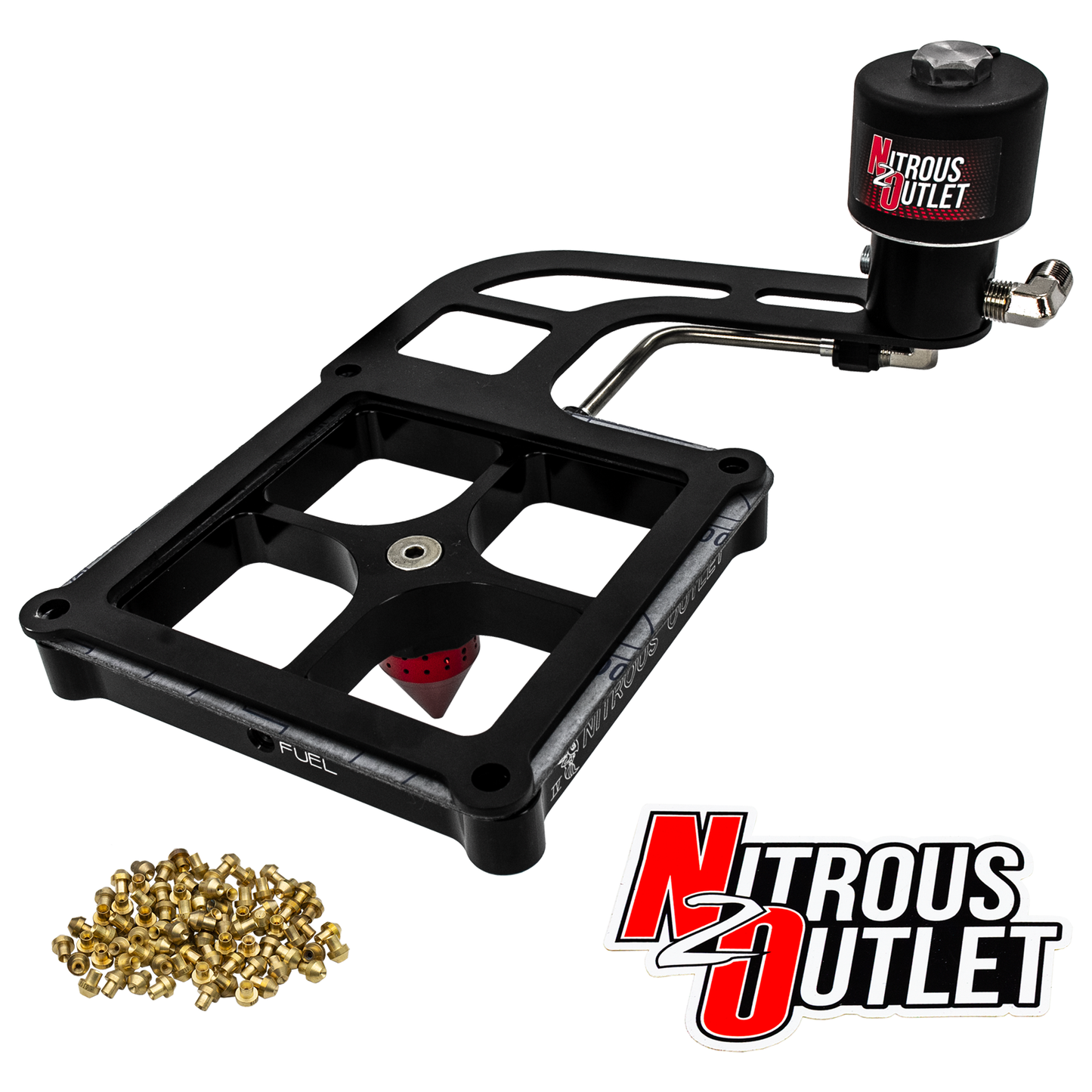 Nitrous Outlet 4500 Stinger 4 Dry Race Solenoid Forward Conversion Kit - Hard-line/.178 Trashcan Nitrous Solenoid/Boomerang Solenoid Bracket - (50-600 HP)