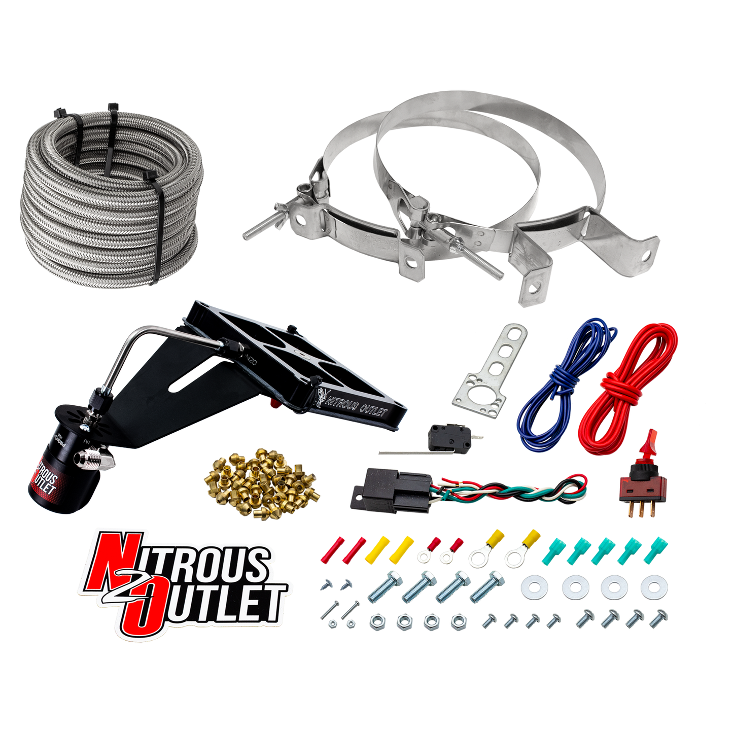 Nitrous Outlet 4500 Stinger 2 Dry System - Hard-line/.122 Nitrous Solenoid/Deep Break Solenoid Bracket/Solenoids Mount Upside Down - (50-500 HP)(No Bottle)