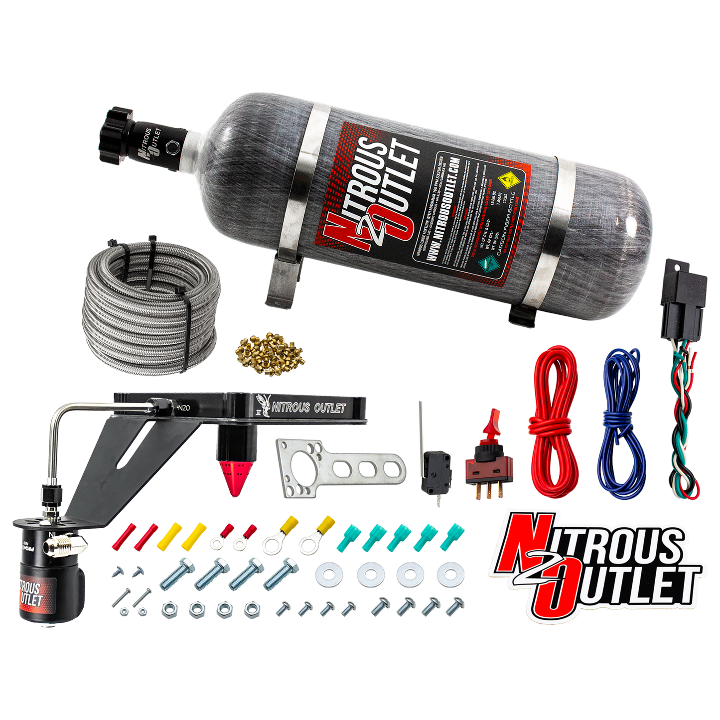 Nitrous Outlet 4500 Stinger 3 Dry System - Hard-line/.122 Nitrous Solenoid/Deep Break Solenoid Bracket/Solenoids Mount Upside Down - (50-500 HP)(12lb Bottle)
