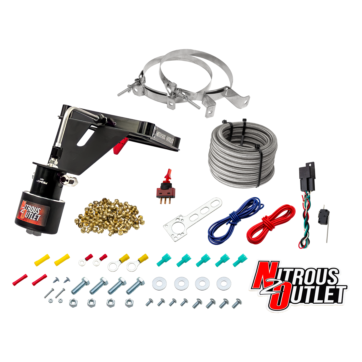 Nitrous Outlet 4500 Stinger 2 Dry Race System - Hard-line/.178 Trashcan Solenoid Nitrous Solenoid/Deep Break Solenoid Bracket/Solenoids Mount Upside Down - (50-600 HP)(No Bottle)