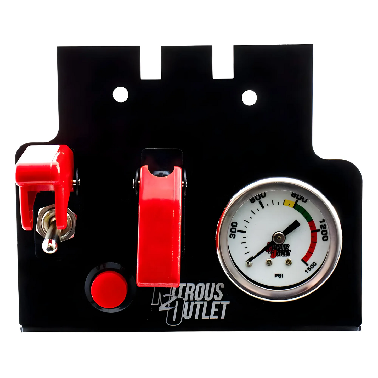 Nitrous Outlet GM/Pontiac 1998-2002 Camaro/Firebird Console Aircraft Switch Panel - Two Single Way Toggle Switches With Cover/ Single Way Momentary Button/Nitrous Pressure Gauge