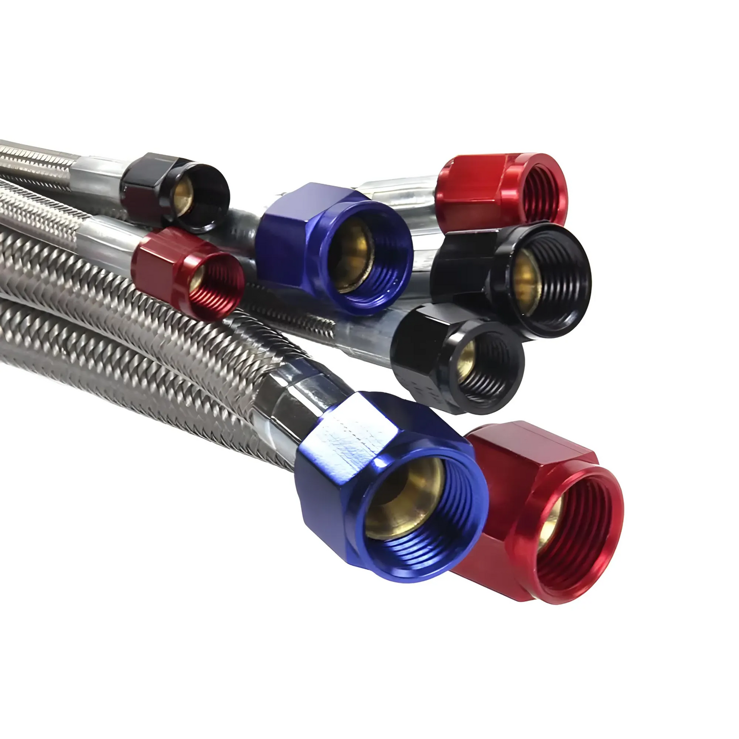 Nitrous Outlet 18" 6AN Stainless Braided Hose (Red B-Nuts)