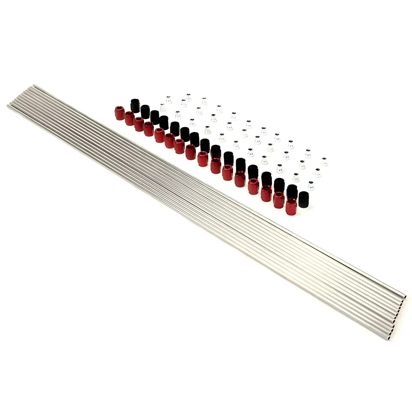 Nitrous Outlet 8 Cylinder Direct Port Plumbing Kit - Twelve 2' Sticks/Sixteen Red B-Nuts/Sixteen Black B-Nuts/Thirty Two Sleeves