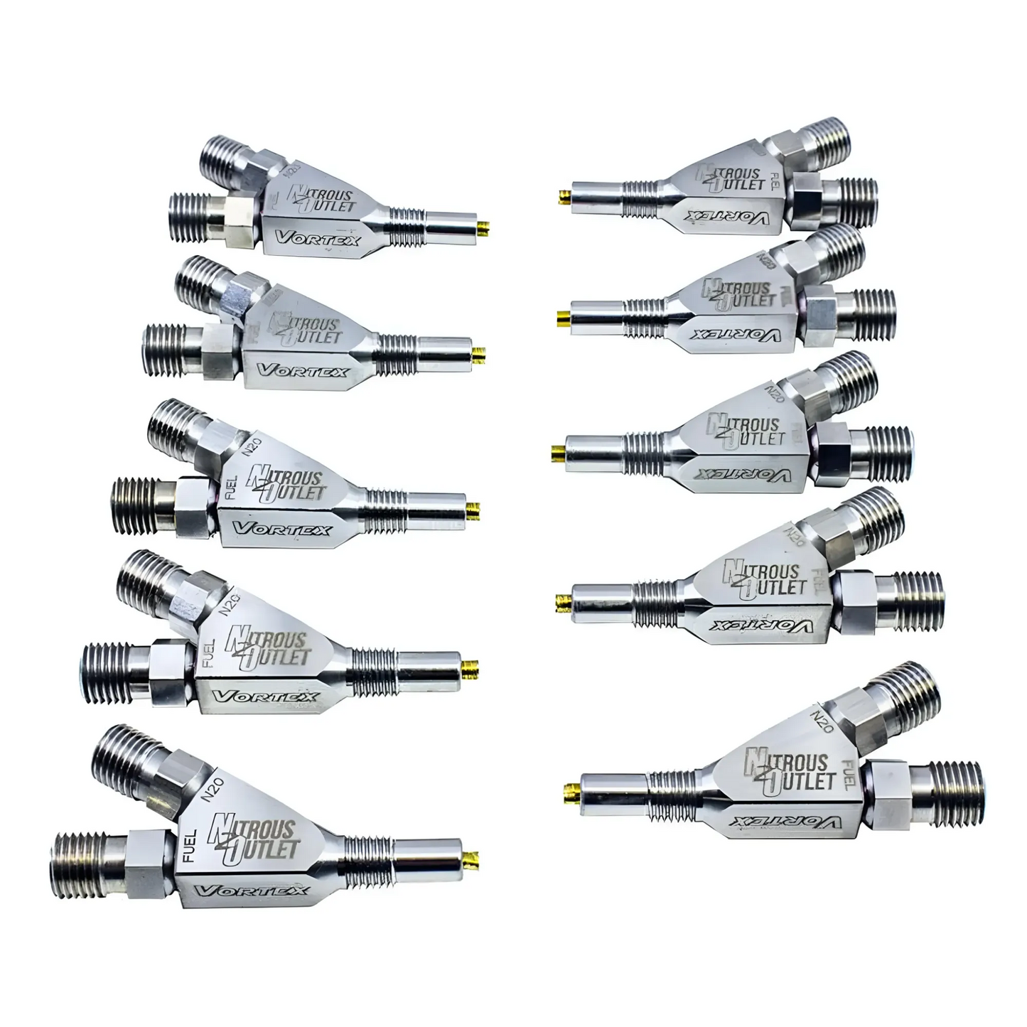 Nitrous Outlet Vortex Ti 1/16" NPT Wet Nitrous Nozzle - 10 Pack/Straight Annular Discharge/Titanium