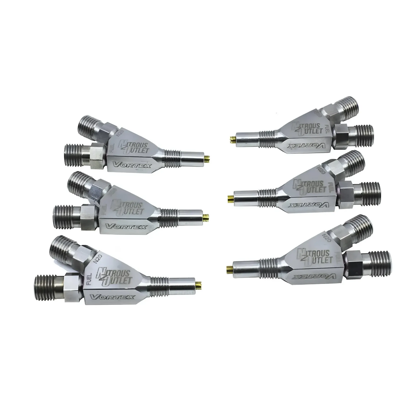 Nitrous Outlet Vortex Ti 1/16" NPT Wet Nitrous Nozzle - 6 Pack/Straight Annular Discharge/Titanium