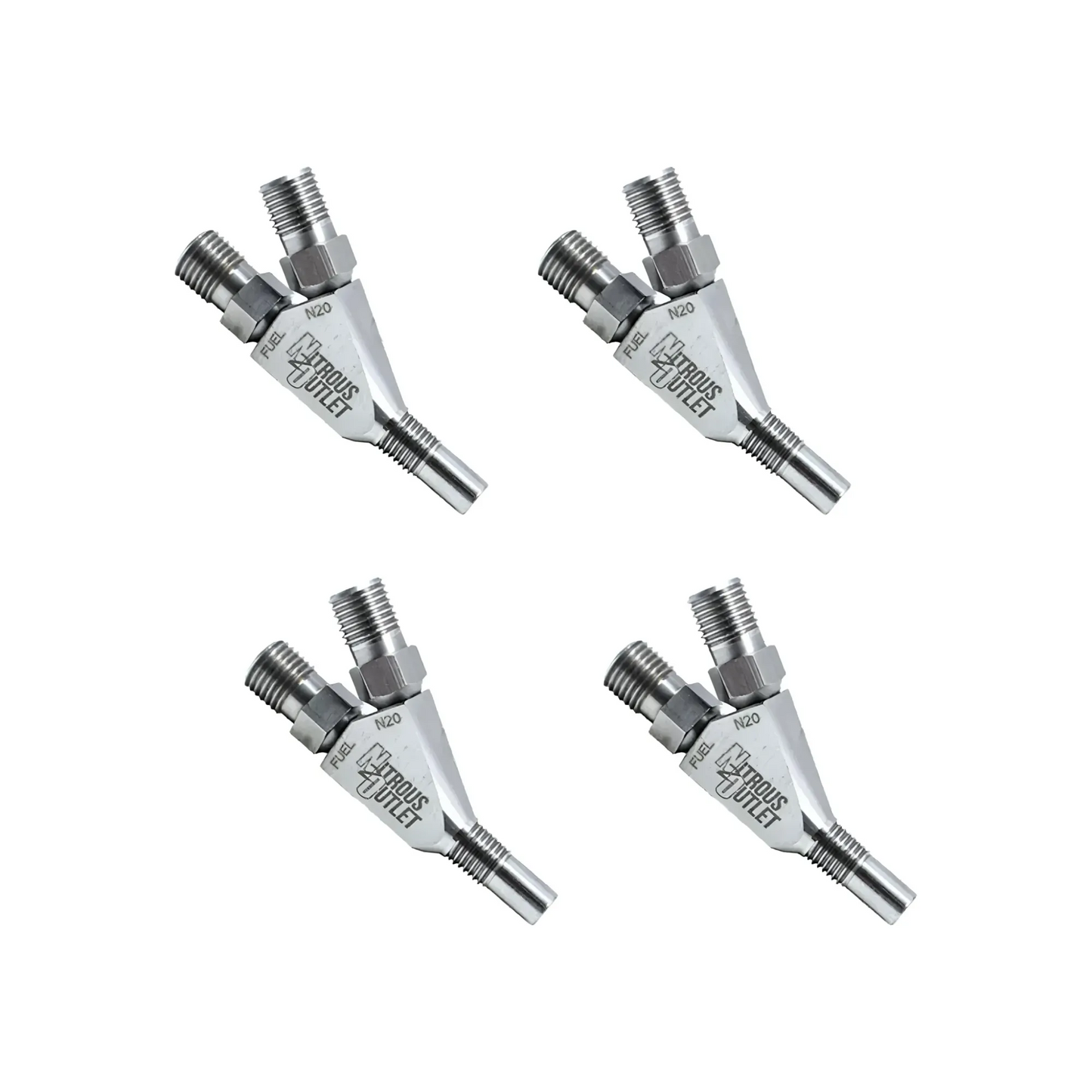 Nitrous Outlet Vortex Ti 1/16" NPT Dry Dual Stage Nozzle - 4 Pack/Straight Annular Discharge/Titanium