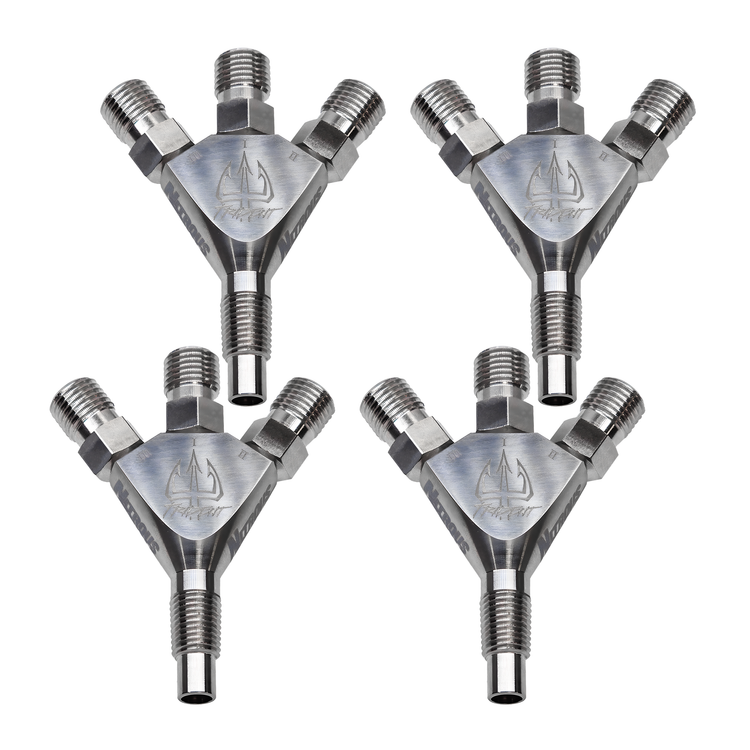 Nitrous Outlet Trident Ti 1/16" NPT Three Stage Dry Nitrous Nozzle - 4 Pack/Straight Discharge/Titanium
