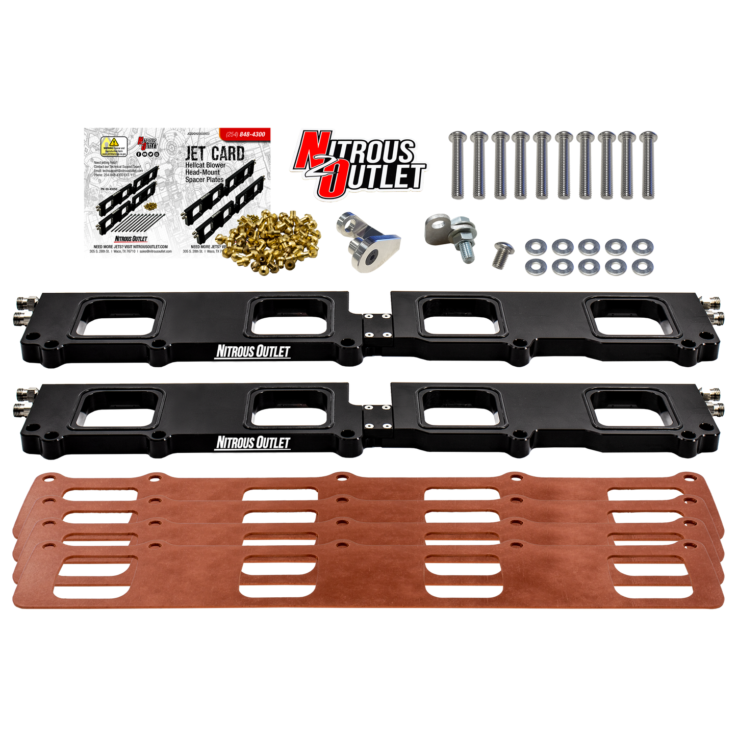 Nitrous Outlet Dodge 2015-2023 6.2L Hemi Hellcat Challenger/Charger/Red Eye/Demon/2018-2021 Track Hawk Whipple 3.0 Blower Spacer Plate Conversion (130-400HP)